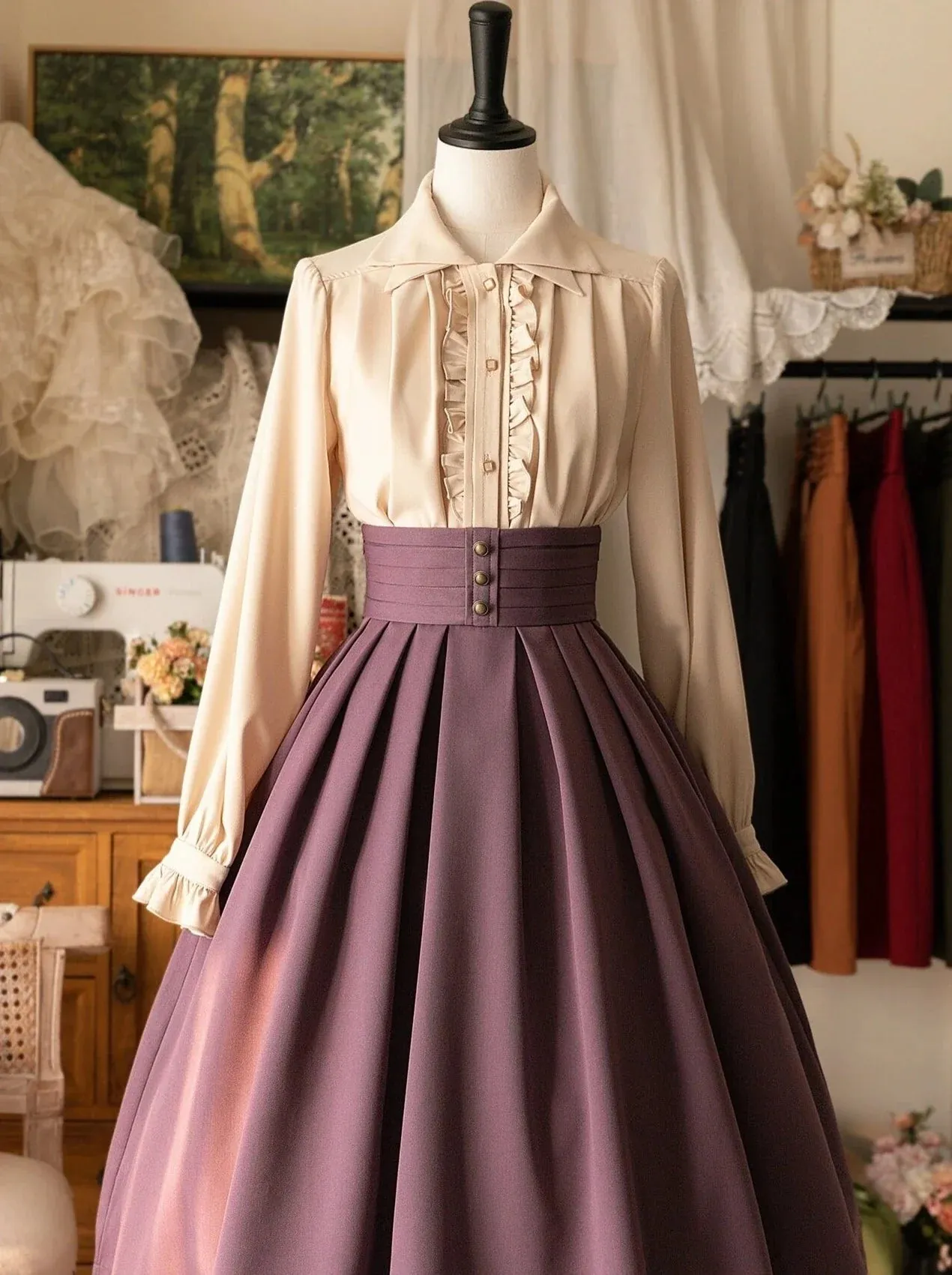 Shirt Double Elegant Collar Retro