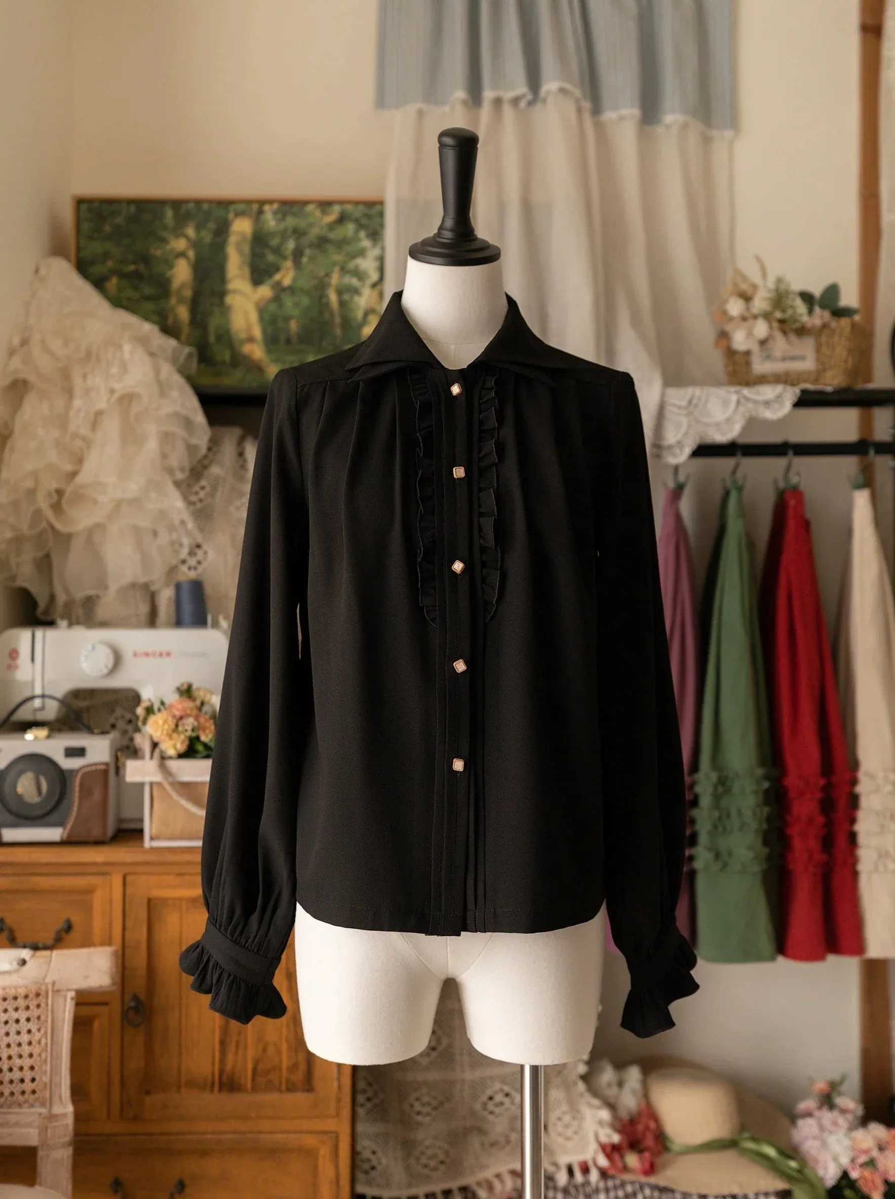 Shirt Double Elegant Collar Retro