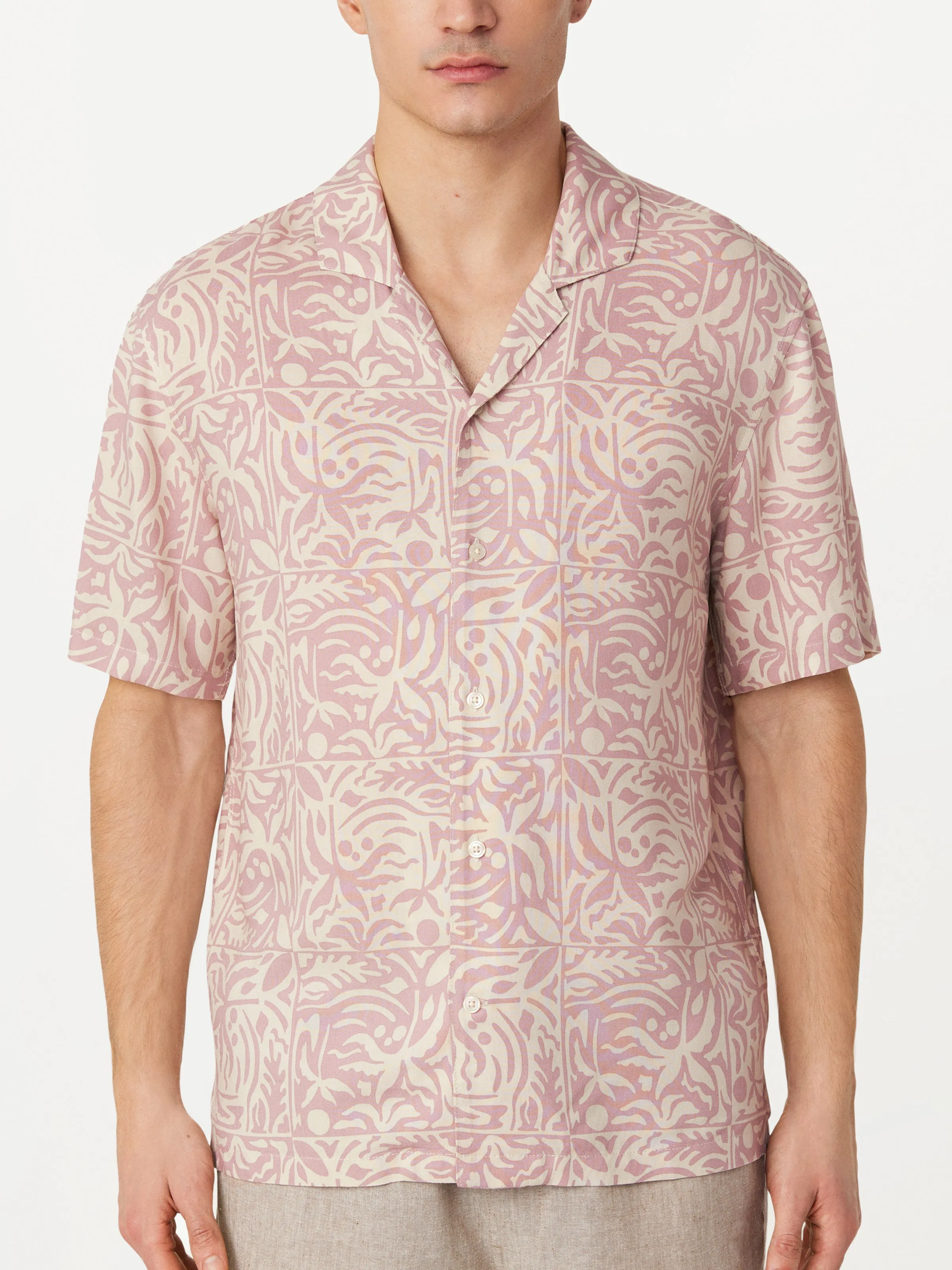 The Printed Camp Collar Shirt in Mauve Mist