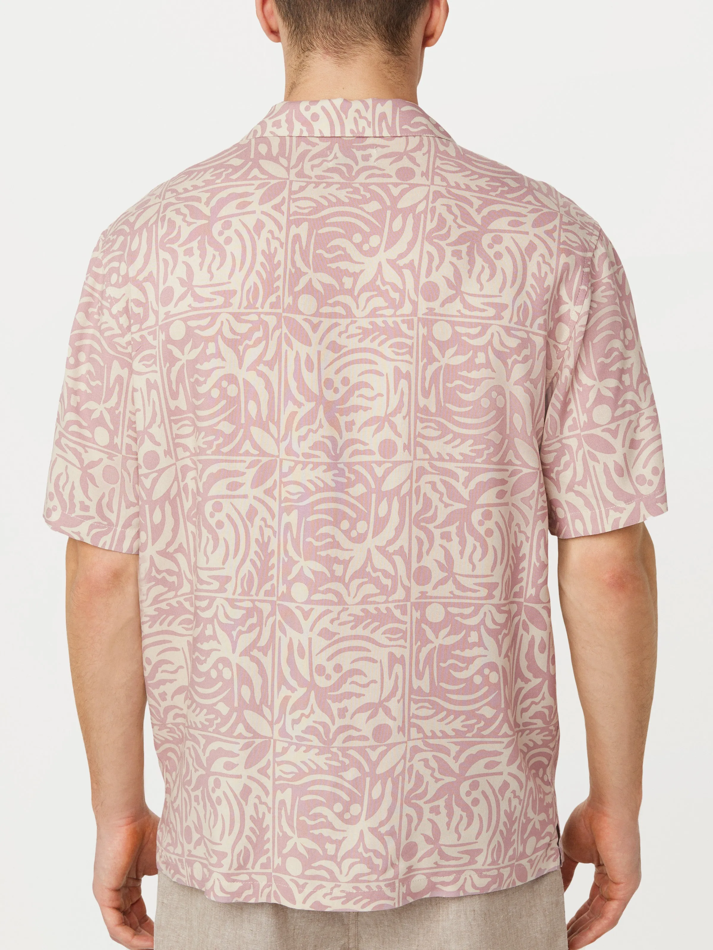 The Printed Camp Collar Shirt in Mauve Mist